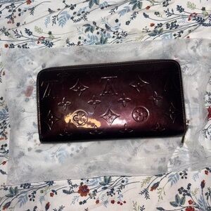 Louis Vuitton Monogram Wine Vernis Patent Leather Empreinte Zippy Long Wallet